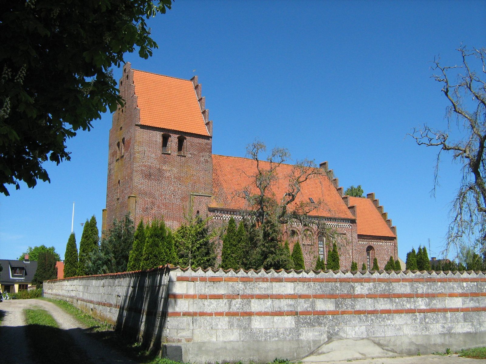 Borre Kirke, Romanesque brick church with a late Gothic tower in Borre on Møn